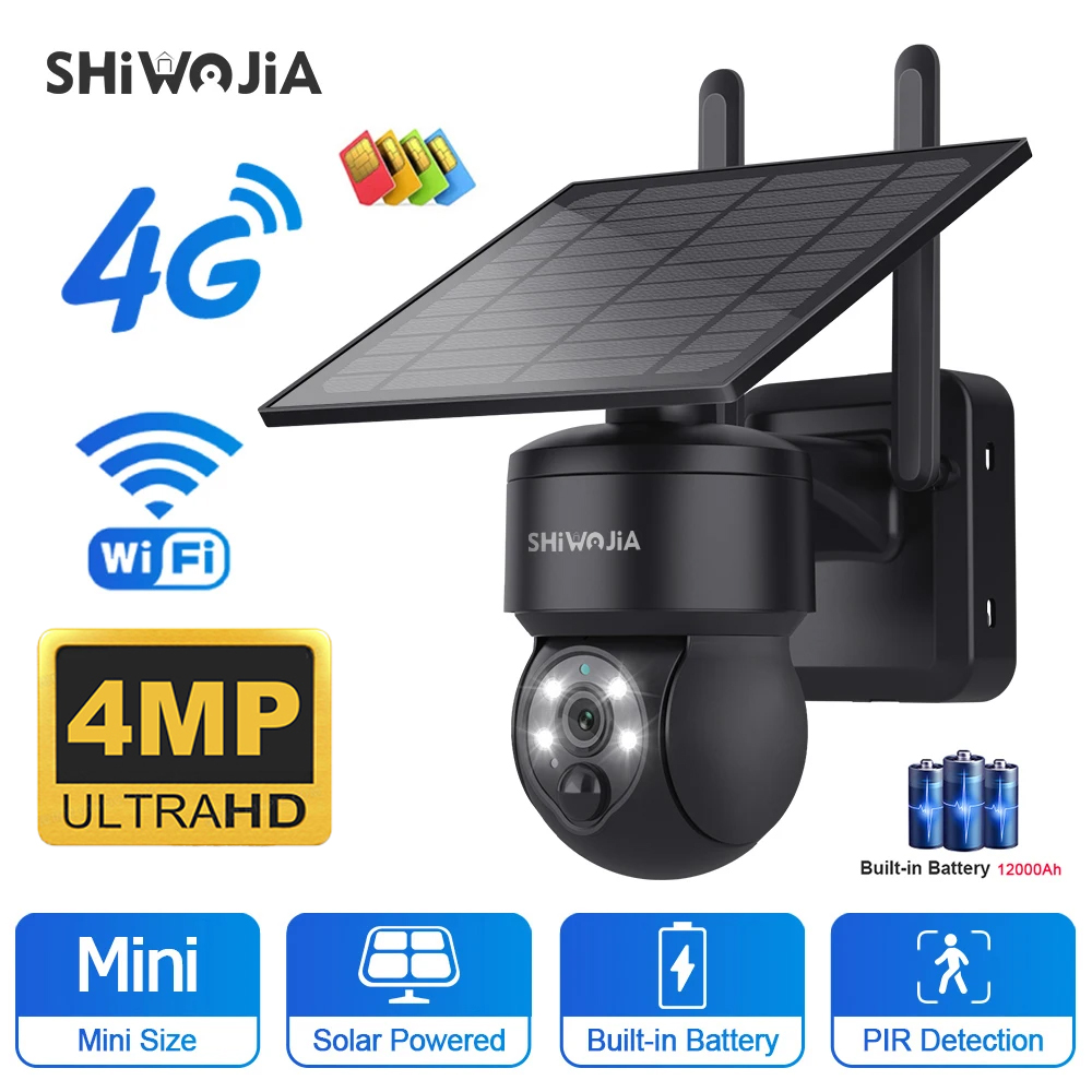 Camera Solar Wireless - SHIWOJIA WIFI Draadloze PTZ Solar Camera
