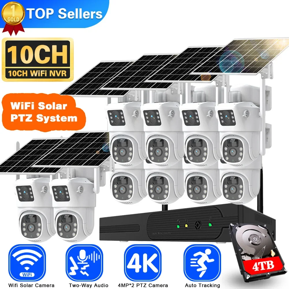 Camera Solar Wireless - 4K 8mp Dual Lens Wifi Solar