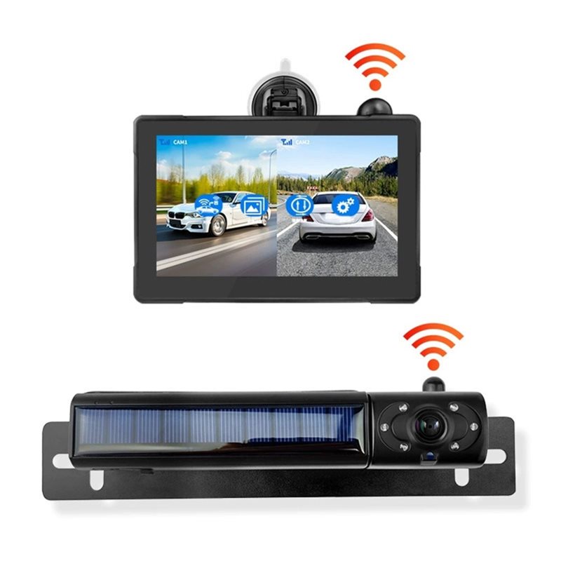 Camera Solar Wireless - ABSY Draadloos Achteruitrijcamera Systeem voor Auto,