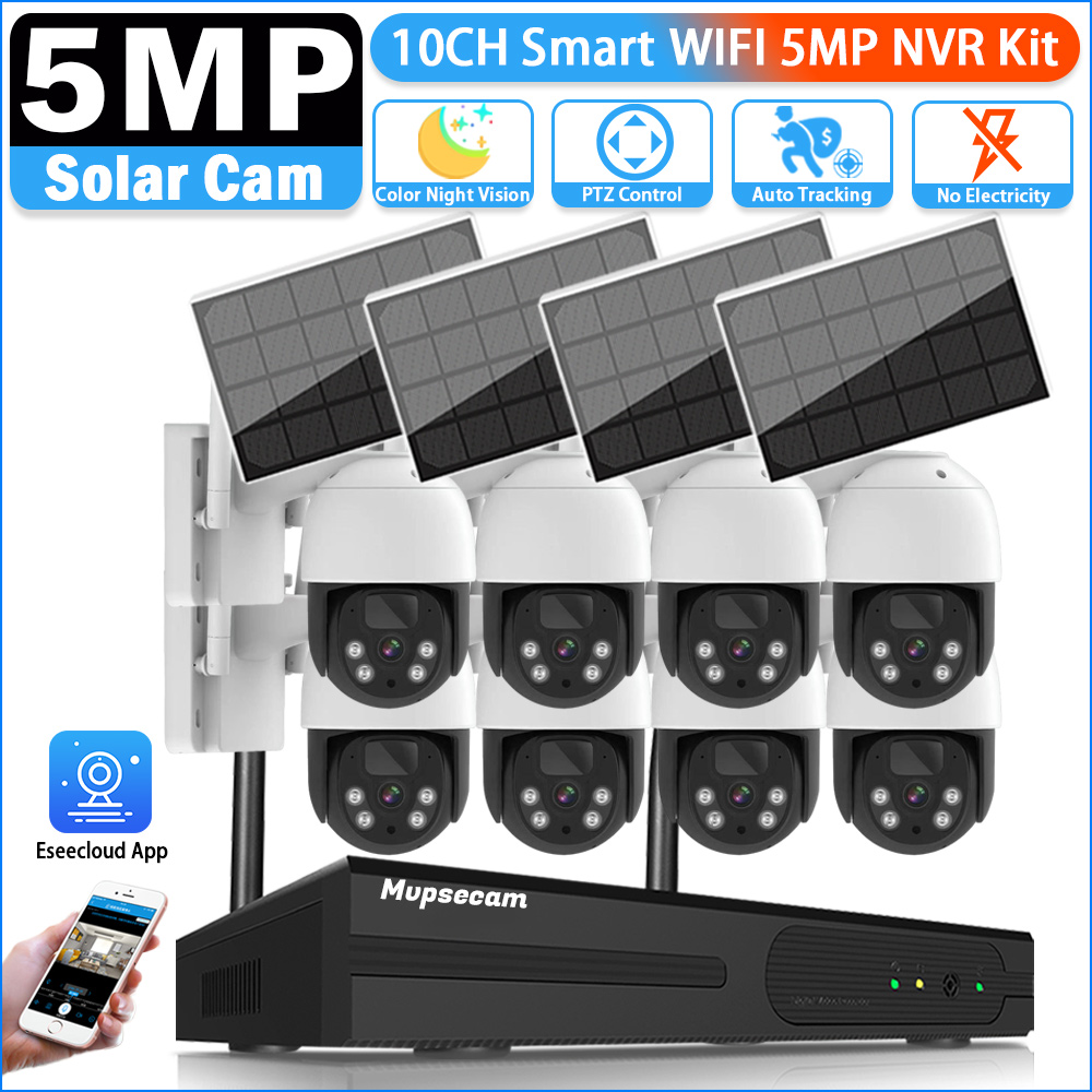 Camera Solar Wireless - 5MP 16CH Draadloos NVR Beveiliging WIFI