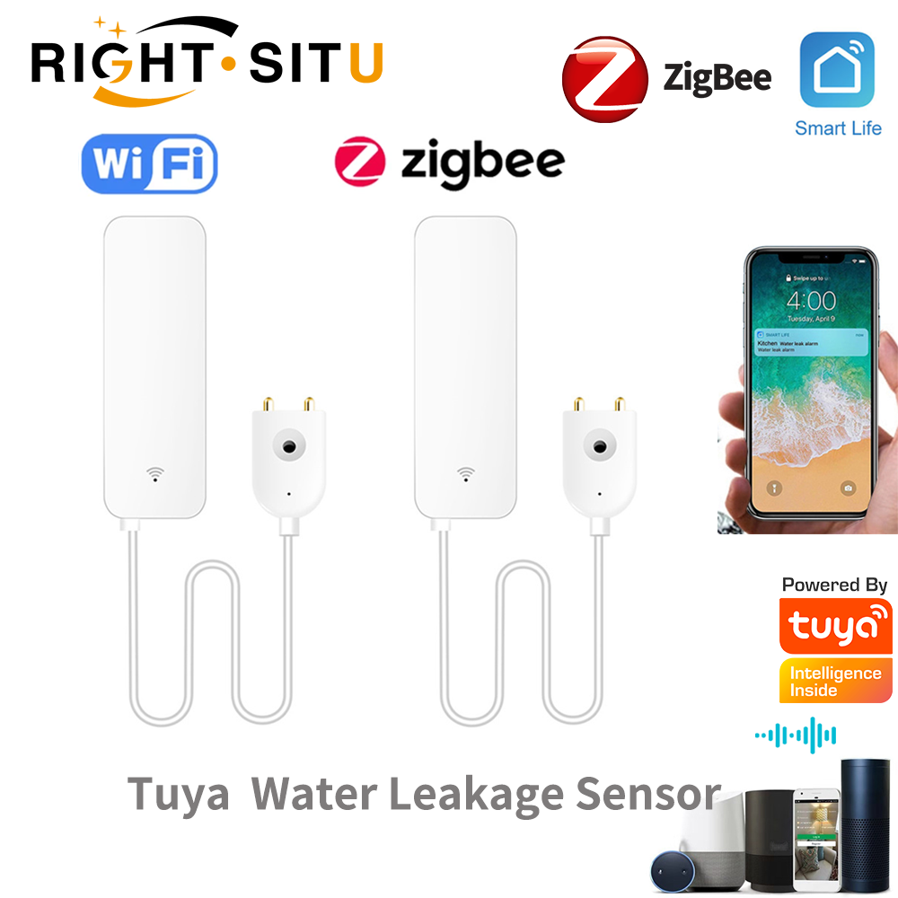 Home Security With Ai - Tuya WiFi waterleksensor, waterlekdetector, Smartlife APP-meldingswaarschuwingen,