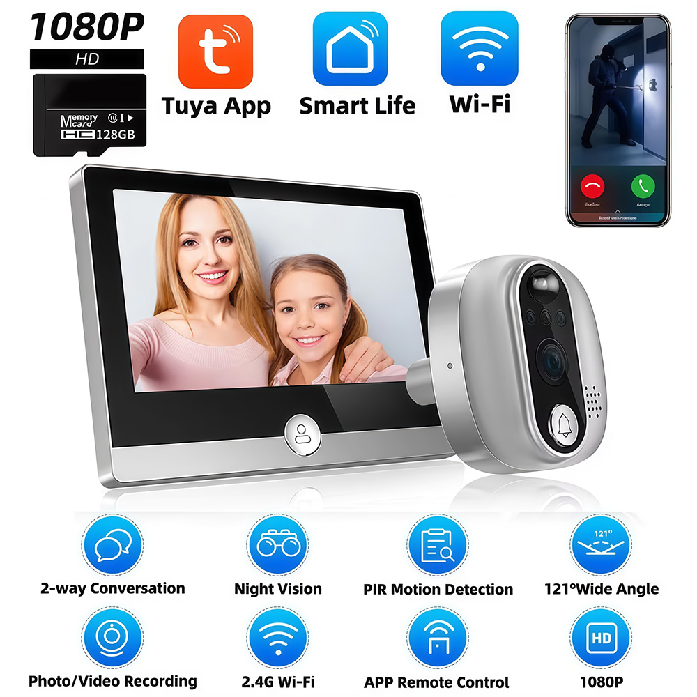 Home Security Doorbell Camera - Tuya 1080P WiFi Deurbel Camera Google
