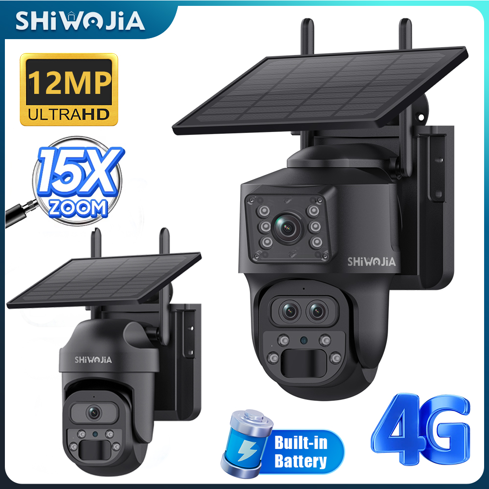 Camera Solar Wireless - SHIWOJIA 15X ZOOM zonnecamera 4G 12