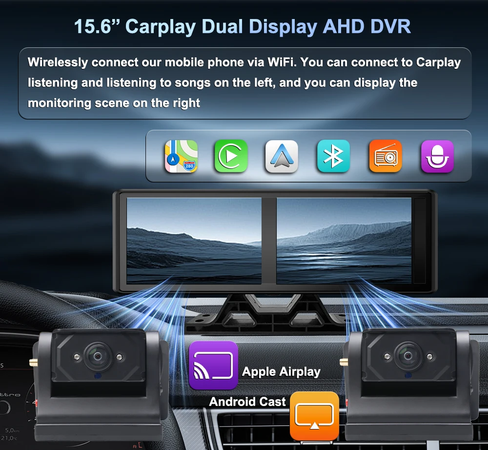 15,6 inch Android Auto CarPlay - Camera Solar Wireless recensie en prijs